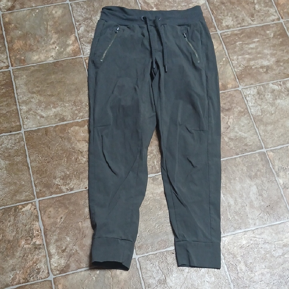 Athleta Joggers Pull On Tie Waist Cuffed Hems Ankle Zipper Pockets Size Small